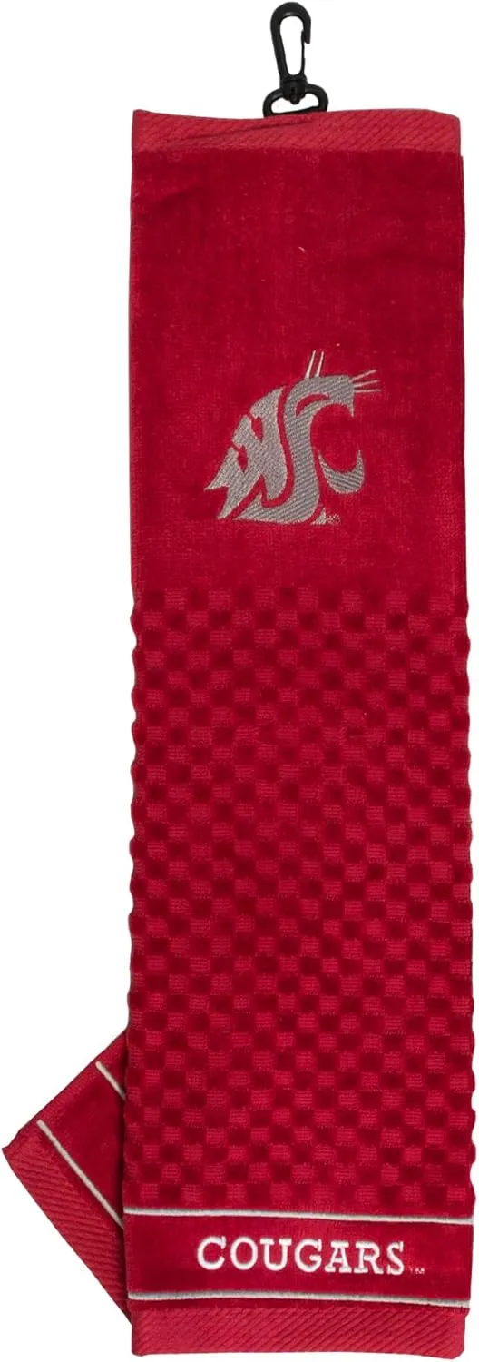 Team Golf NCAA Embroidered Golf Towel, Checkered Scrubber Design, Embroidered Logo