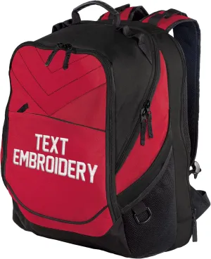 TEEAMORE Custom Laptop Backpack Add Your Embroidered Text Computer Notebook Water Resistant Bag Chili Red Black