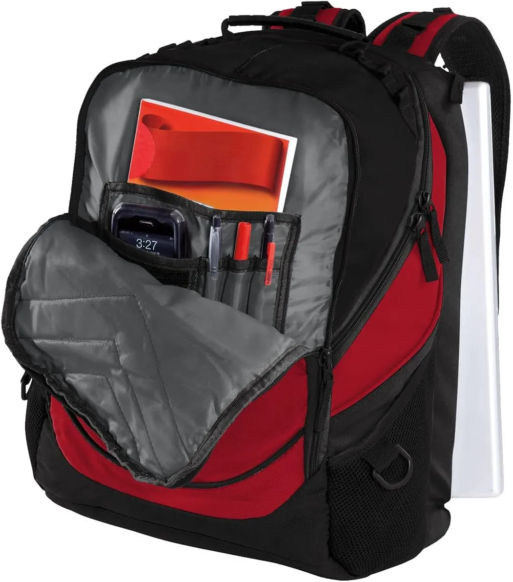 TEEAMORE Custom Laptop Backpack Add Your Embroidered Text Computer Notebook Water Resistant Bag Chili Red Black
