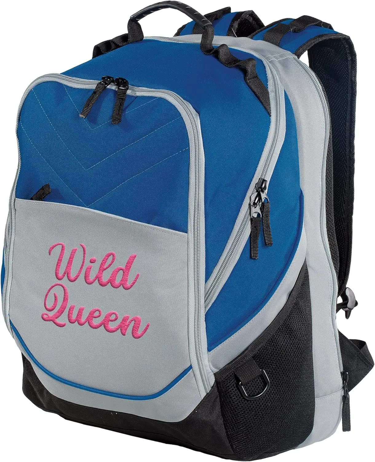 TEEAMORE Custom Laptop Backpack Add Your Embroidered Text Computer Notebook Water Resistant Bag Royal Grey Black