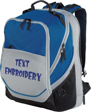 TEEAMORE Custom Laptop Backpack Add Your Embroidered Text Computer Notebook Water Resistant Bag Royal Grey Black