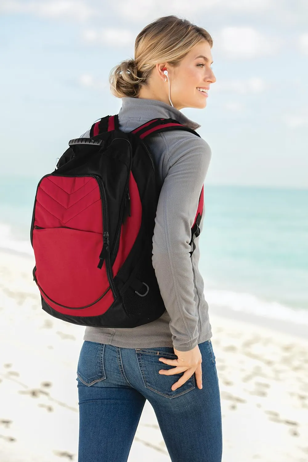 TEEAMORE Custom Laptop Backpack Add Your Embroidered Text Computer Notebook Water Resistant Bag Royal Grey Black