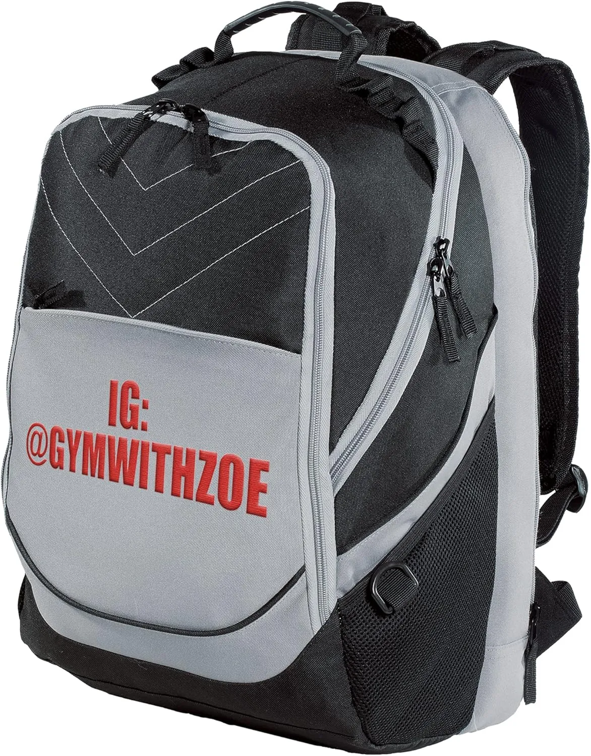 TEEAMORE Custom Laptop Backpack Embroidered Text Computer Notebook Water Resistant Bag Black Grey