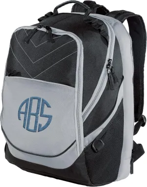 TEEAMORE Custom Travel Laptop Backpack Add Your Embroidered Monogram Computer Water Resistant Bag Black Grey
