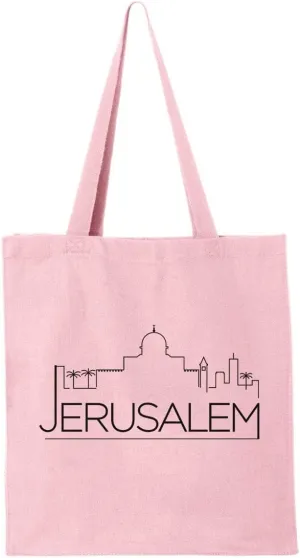 TeesAndTankYou Skyline Jerusalem Israel Canvas Tote Bag Reusable Grocery Bag for Shopping and Travel