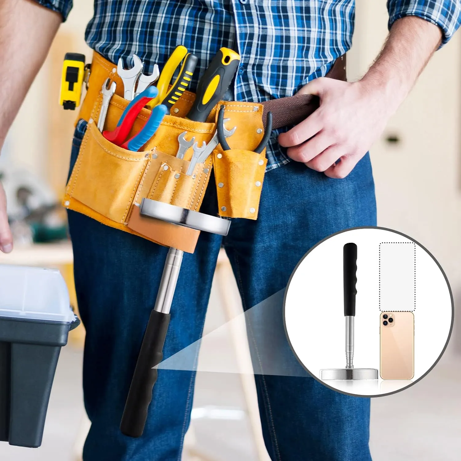 Telescoping Magnetic Sweeper Pickup Tool, Screws Parts Finder with 35LB Pull Capacity, Retractable 8.6" to 33" with Strong Magnet, Pick up Nails, Screws, and Metal Parts