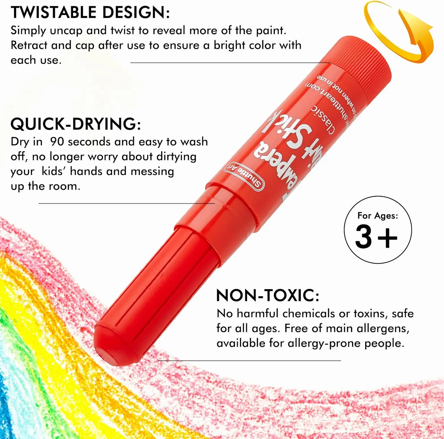 Tempera Paint Sticks, 40 Colors Solid Tempera Paint for Kids, Super Quick Drying, Works Great on Paper Wood Glass Ceramic Canvas