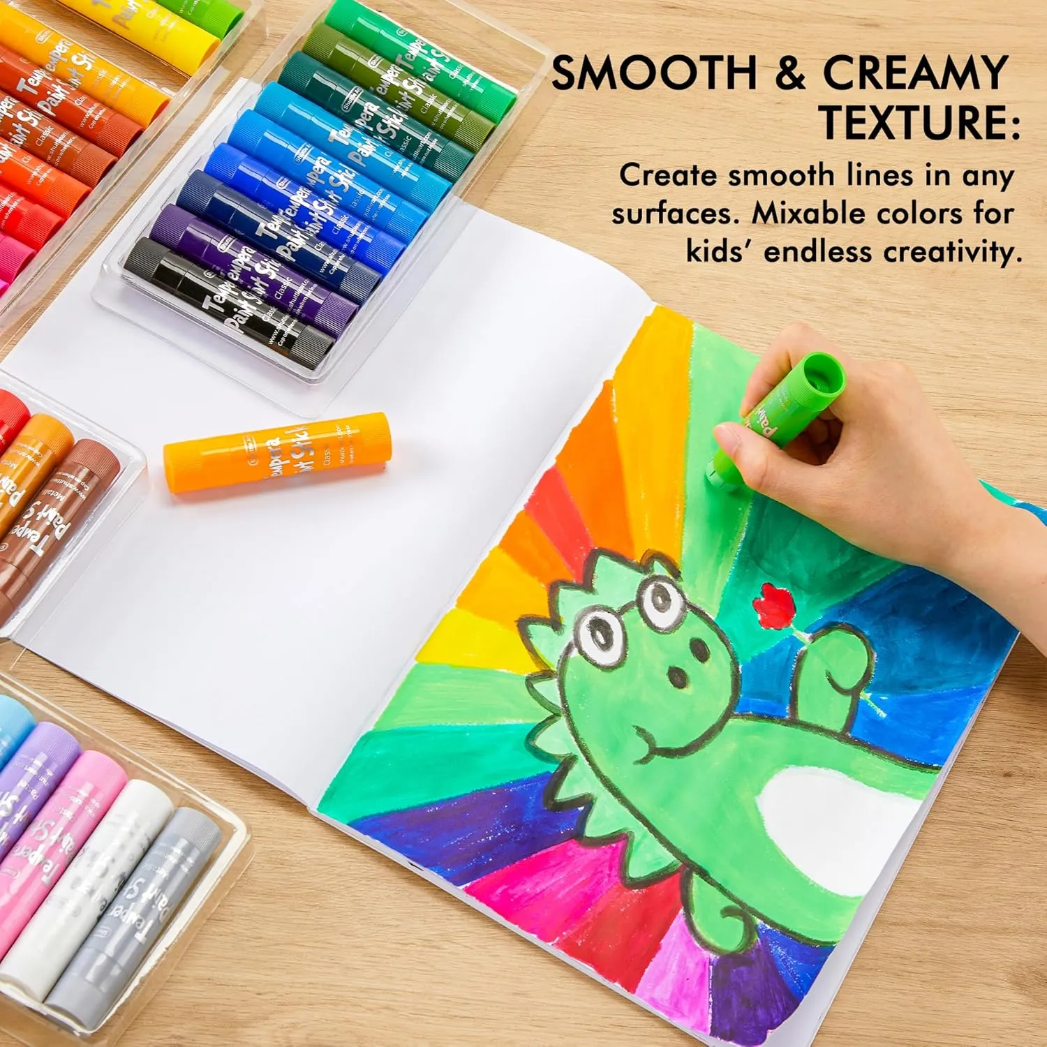 Tempera Paint Sticks, 40 Colors Solid Tempera Paint for Kids, Super Quick Drying, Works Great on Paper Wood Glass Ceramic Canvas