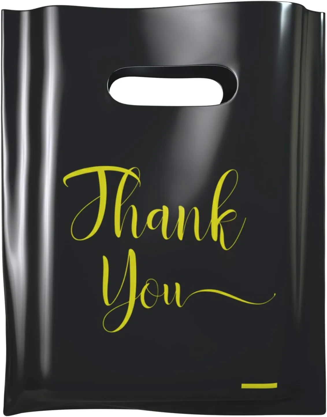 Thank You Plastic Bags, 100 Pack for Small Business, Merchandise for Packaging Products, Die Cut Shopping/Boutique for Retail Wholesale (Small(9"x12"), BLK)