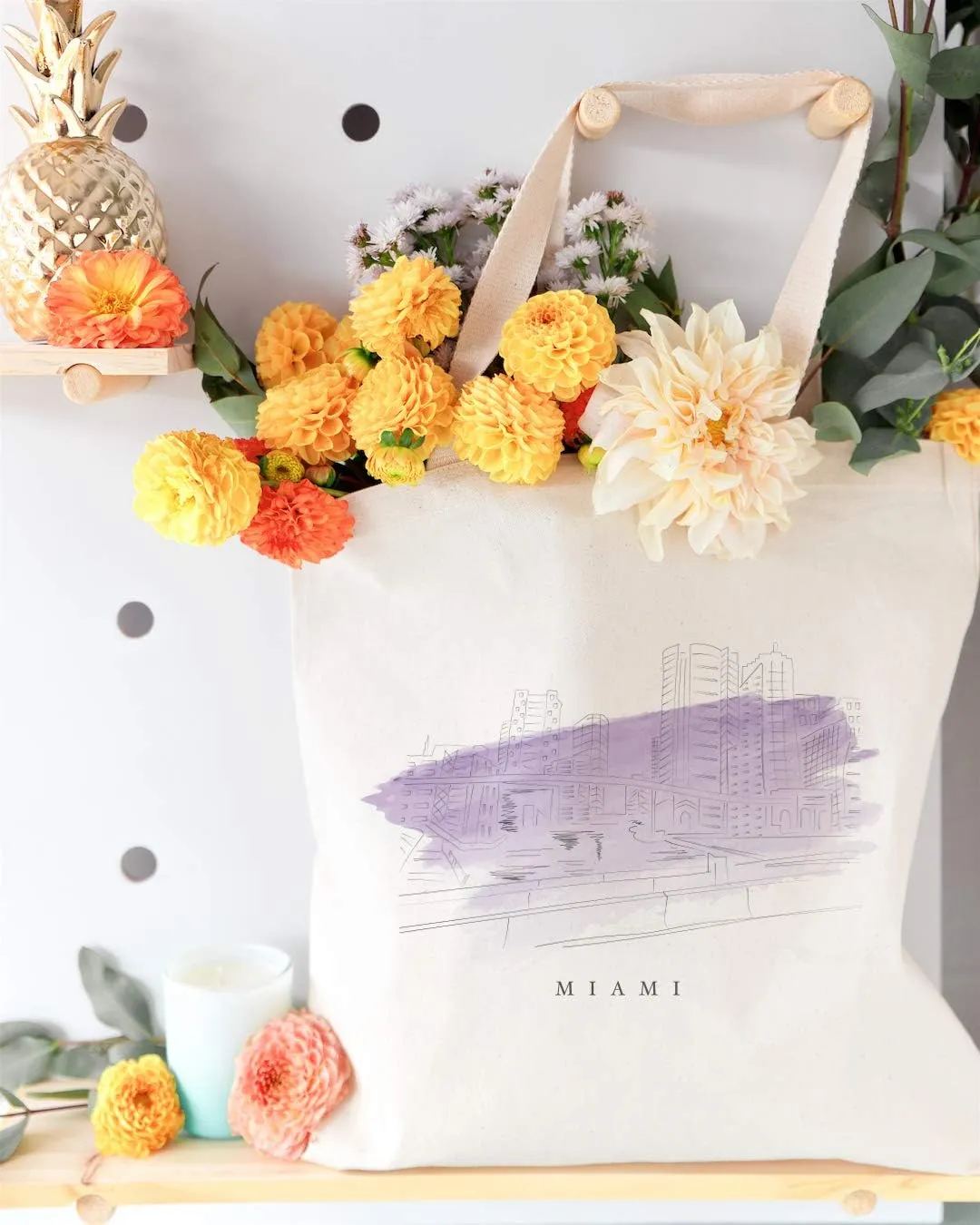 The Cotton & Canvas Co. Cityscape, Souvenir, Beach, Shopping and Travel Reusable Shoulder Tote and Handbag