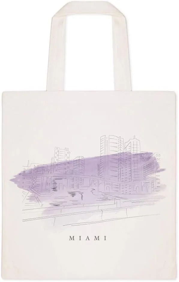 The Cotton & Canvas Co. Cityscape, Souvenir, Beach, Shopping and Travel Reusable Shoulder Tote and Handbag