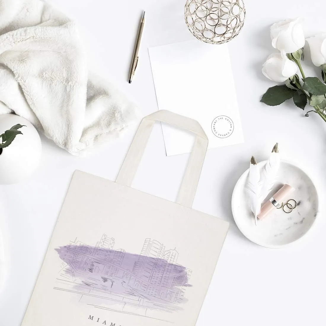 The Cotton & Canvas Co. Cityscape, Souvenir, Beach, Shopping and Travel Reusable Shoulder Tote and Handbag
