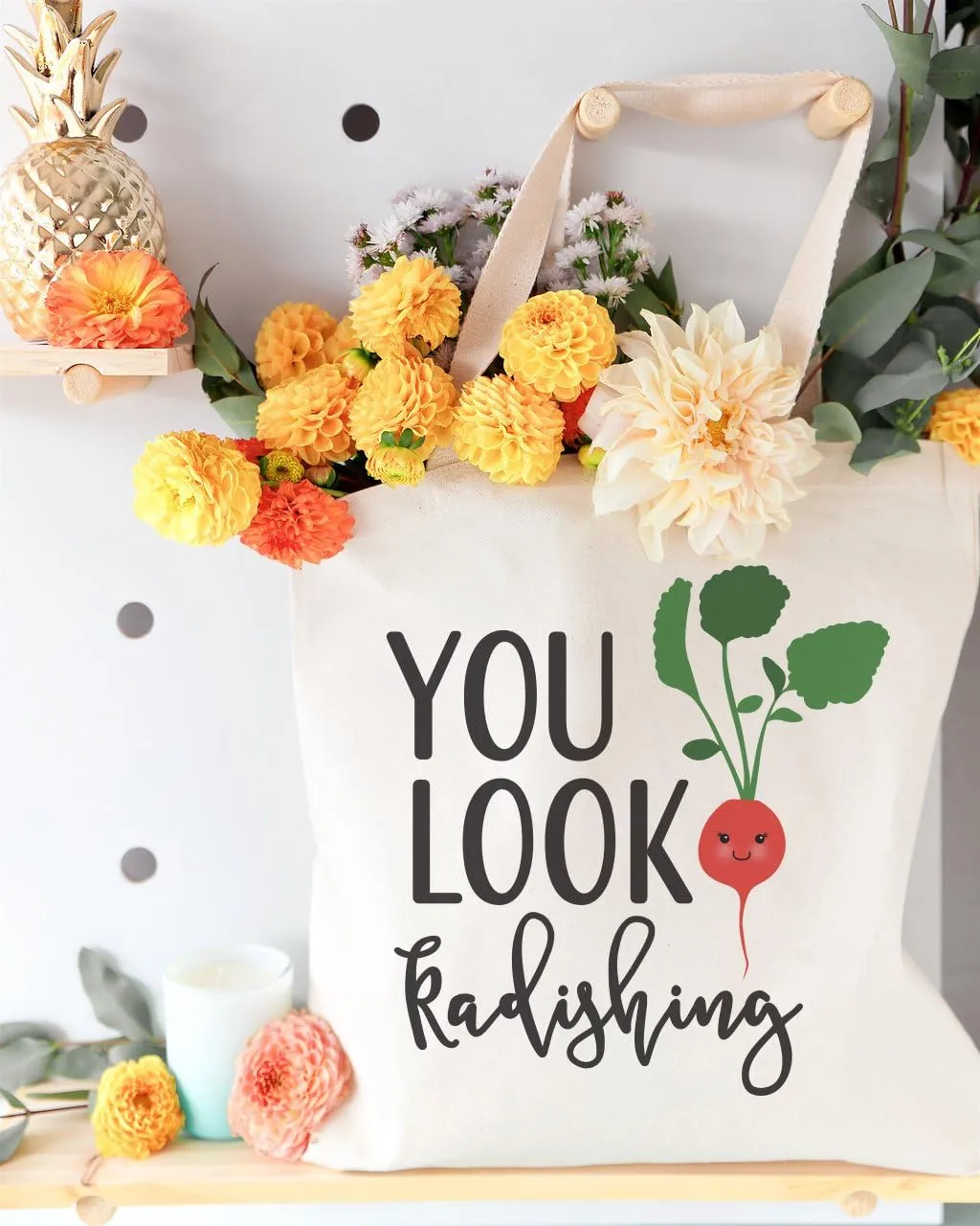 The Cotton & Canvas Co. Food Pun Reusable Grocery Bag and Farmers Market Tote Bag