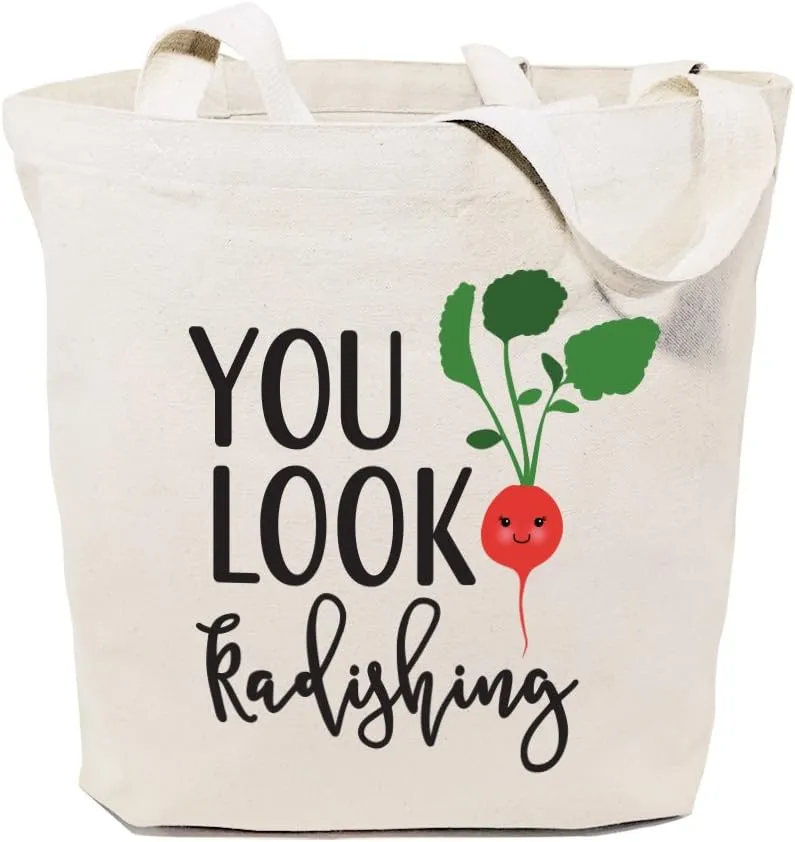 The Cotton & Canvas Co. Food Pun Reusable Grocery Bag and Farmers Market Tote Bag
