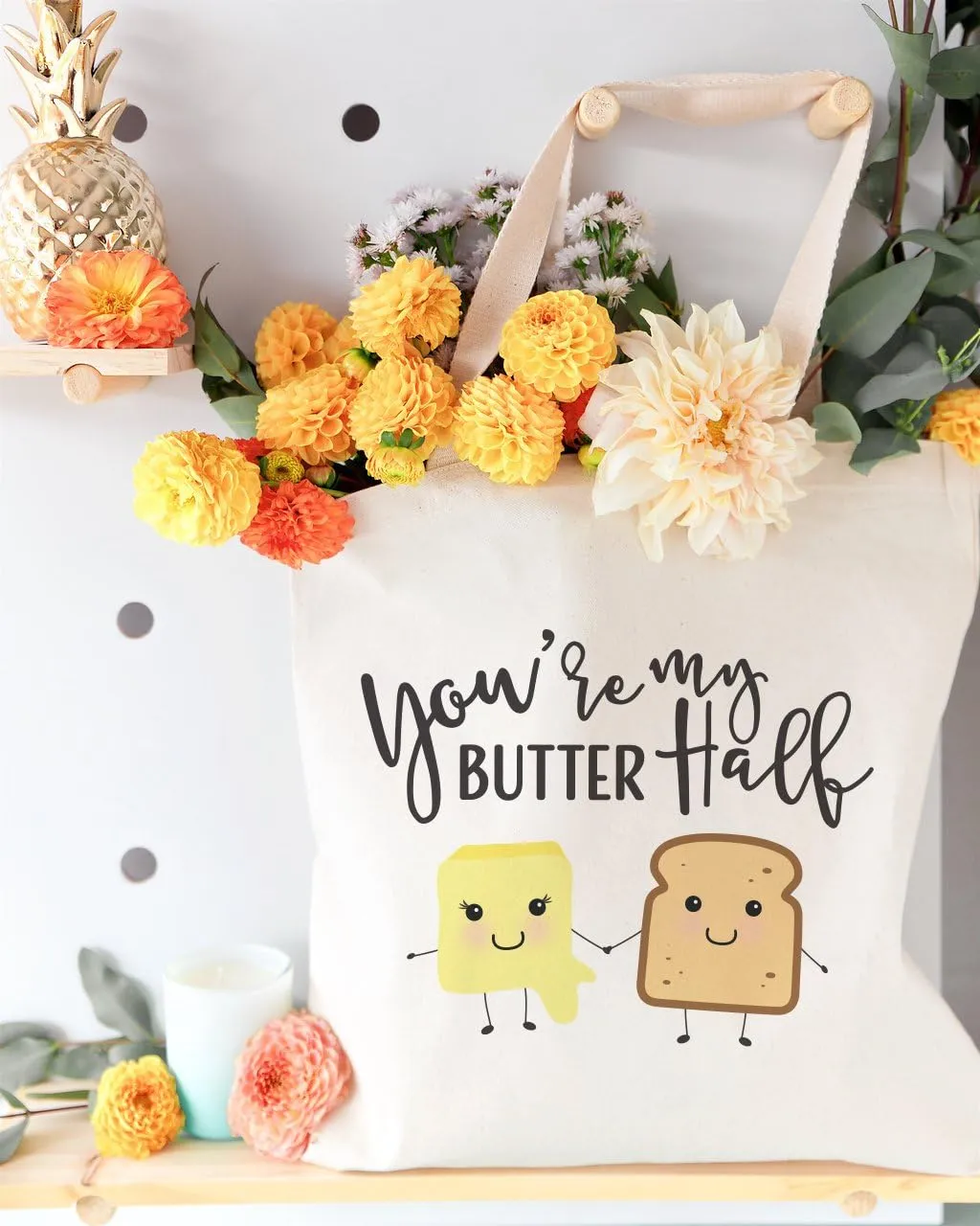 The Cotton & Canvas Co. Food Pun Reusable Grocery Bag and Farmers Market Tote Bag