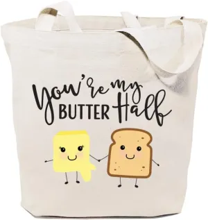 The Cotton & Canvas Co. Food Pun Reusable Grocery Bag and Farmers Market Tote Bag