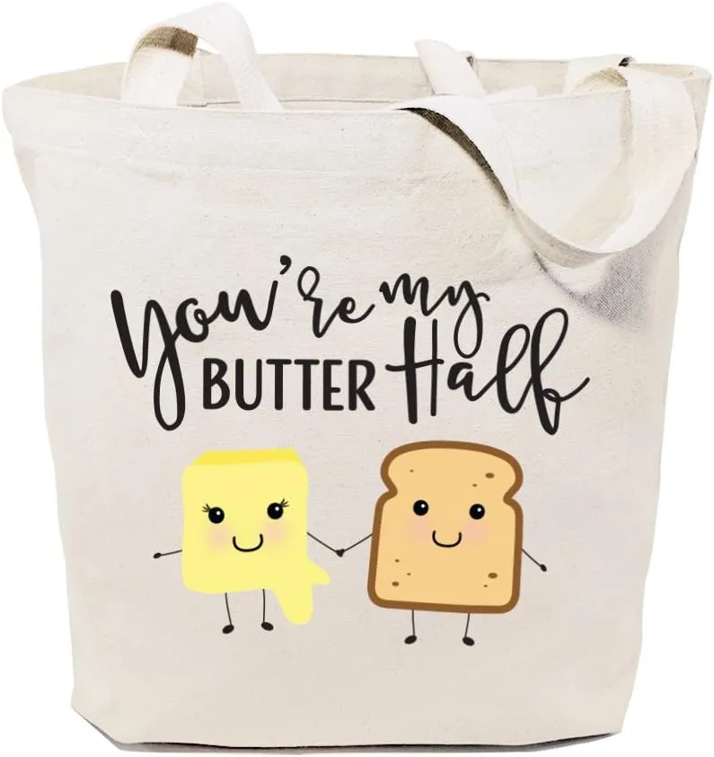 The Cotton & Canvas Co. Food Pun Reusable Grocery Bag and Farmers Market Tote Bag