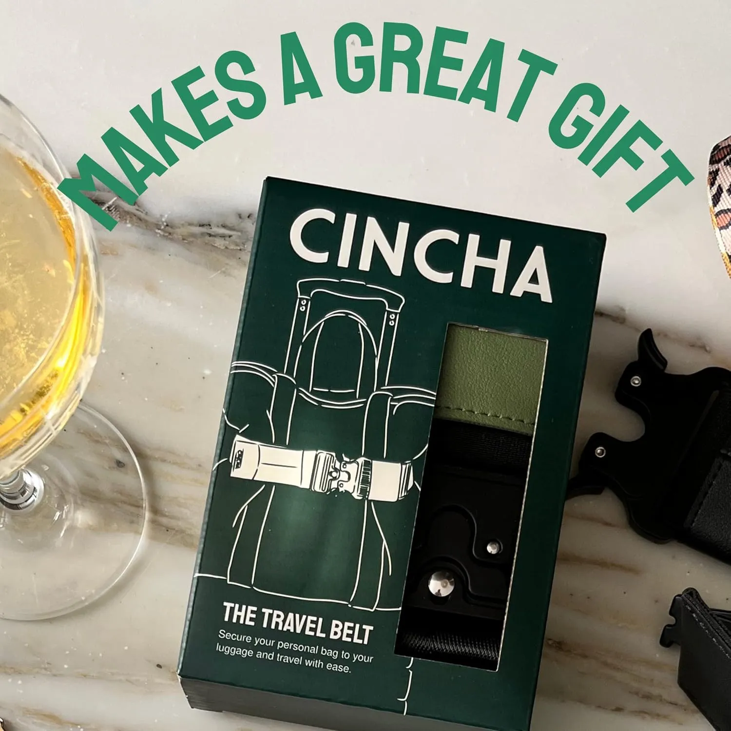 The Original Cincha Travel Belt for Luggage - Add a Bag Luggage Strap for Carry On Bag - Airport Travel Accessories for Women & Men - As Seen on Shark Tank