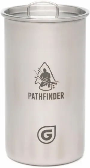 The Pathfinder School X Geopress Nesting Cup with Lid – Heavy-Duty Stainless Steel Camping Cup with Graduated Measurements – Bat Wing Handles – Ideal Outdoor and Backpacking Gear, 30oz/900ml Capacity