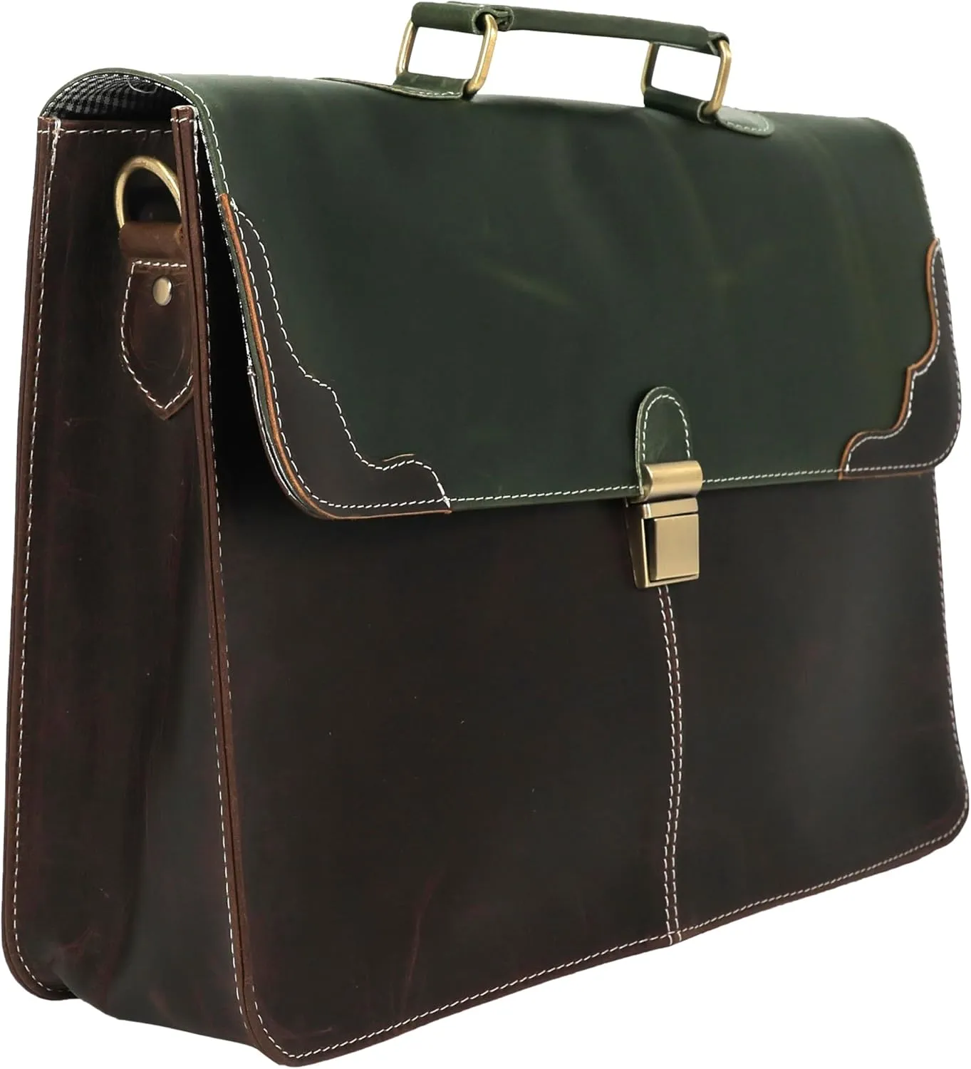 The Tannery Handmade Full Grain Leather Briefcase Laptop Satchel Office Crossbody Bag for Unisex Unique Vintage Design