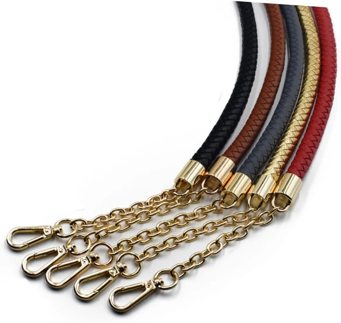 Thicken PU Leather Handbag Strap with Metal Chain Buckle Removable Tote Bag Handle for Women Versatile
