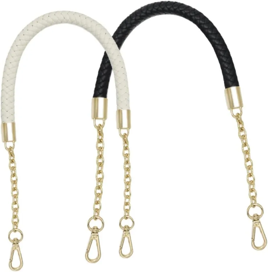 Thicken PU Leather Handbag Strap with Metal Chain Buckle Removable Tote Bag Handle for Women Versatile