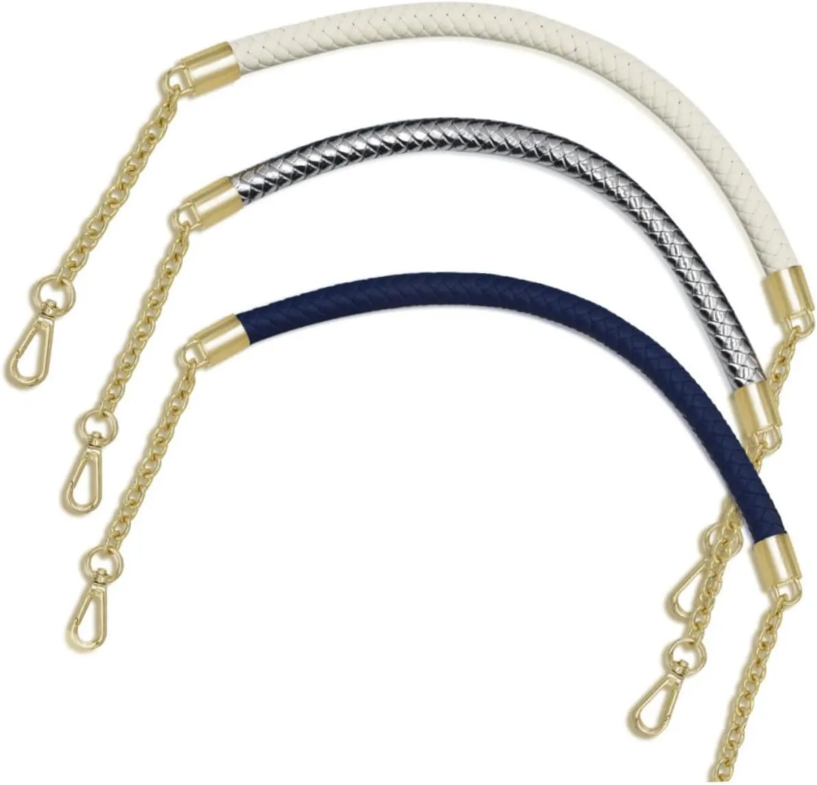 Thicken PU Leather Handbag Strap with Metal Chain Buckle Removable Tote Bag Handle for Women Versatile