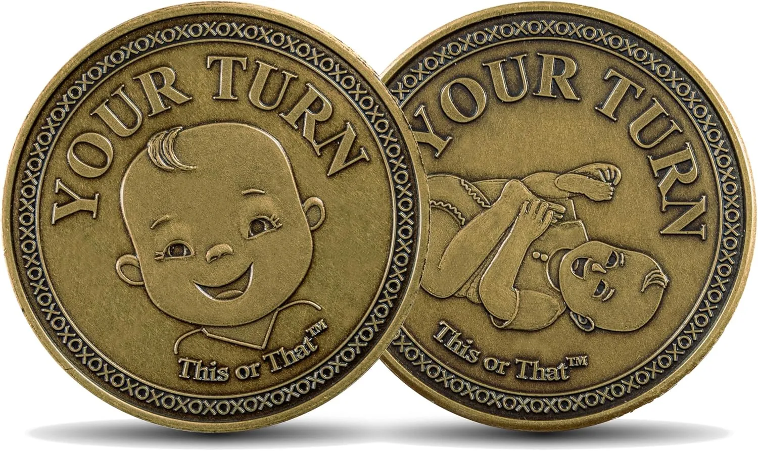 This or That Sneaky Diaper Changing Decision Making Coin | Flip The Coin and Relax – New Parent Gift