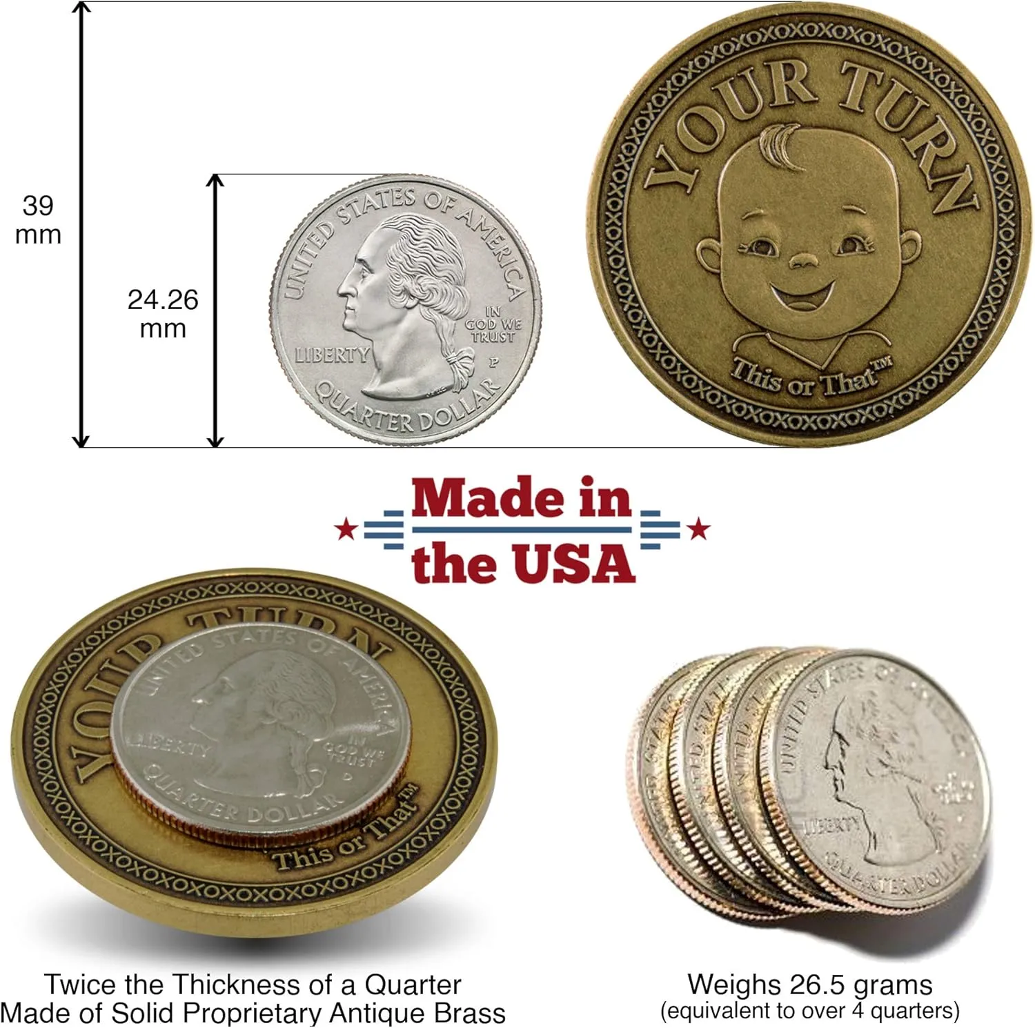 This or That Sneaky Diaper Changing Decision Making Coin | Flip The Coin and Relax – New Parent Gift
