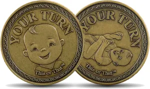This or That Sneaky Diaper Changing Decision Making Coin | Flip The Coin and Relax – New Parent Gift