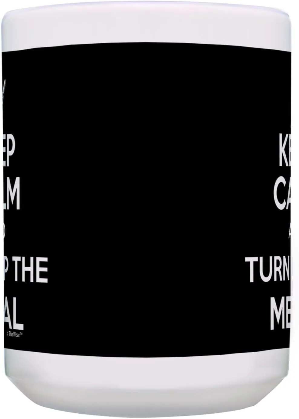 ThisWear Rock Musician Gift For Men Keep Calm Turn Up Metal 15oz Ceramic Coffee Mug with Handle
