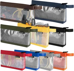 TICONN Tool Pouch, 1680D Oxford Small Tool Bag, Tool Pouches with Zipper, Clear Utility Bag Zipper Pouch for Tool Organizers and Storage (9PK Combo)