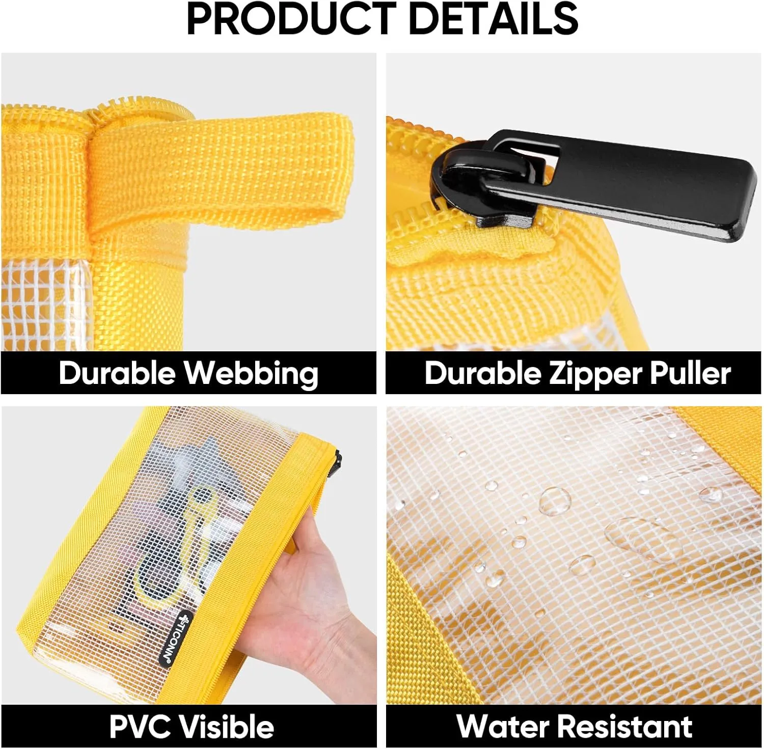 TICONN Tool Pouch, 1680D Oxford Small Tool Bag, Tool Pouches with Zipper, Clear Utility Bag Zipper Pouch for Tool Organizers and Storage (9PK Combo)