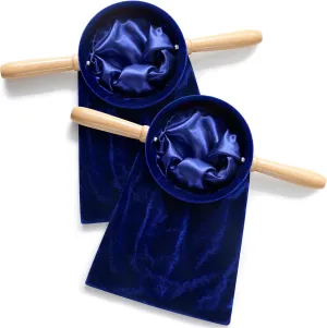 Tioncy Set of 2 Church Tithe Offering Bags with Wooden Handles Church Collection Bag with Handles for Churches Communion Supplies (Blue,13.78 x 5.71 Inch)