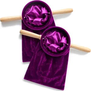Tioncy Set of 2 Church Tithe Offering Bags with Wooden Handles Church Collection Bag with Handles for Churches Communion Supplies (Purple,13.78 x 5.71 Inch)