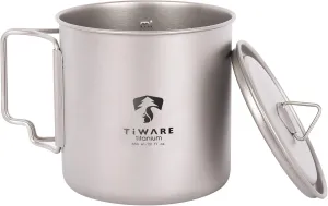 Titanium Dual Purpose Camping Mug or Pot with Lid 650ML/21.9 FL. OZ Ultra-Light Weight Tableware Durable w. Foldable Handles for Space Saver & Portable Carrying Bag Reusable Eco-Friendly long lasting