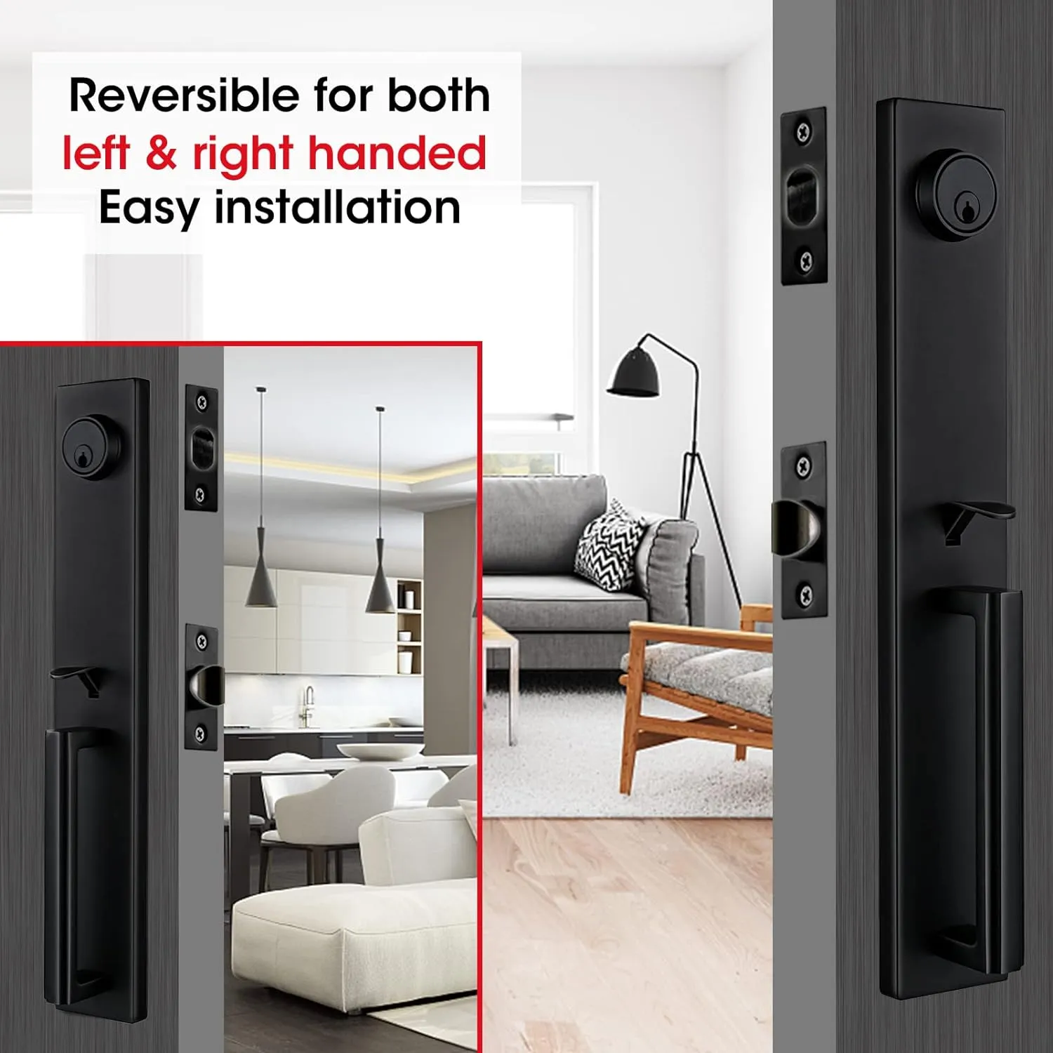 TMC Iron Black Front Double Door Handleset (KEYED HANDLESET)