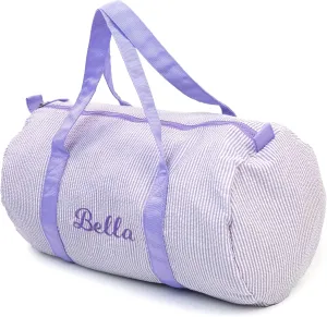 Toddler Girls Duffle Bag Personalized Girls Ballet Dance Bags Seersucker Overnight Weekender Tote Carry on Bag for Little Girls Custom Gifts (Purple)