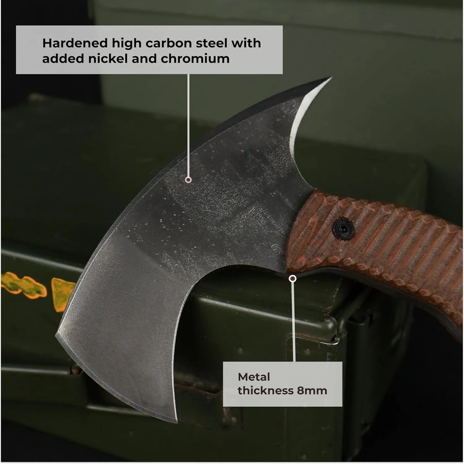 Tomahawk Axe - Tactical Tomahawk - Handmade Combat Axe Hatchet (11.81" Survival Axe with Composite Handle and Kydex Sheath)