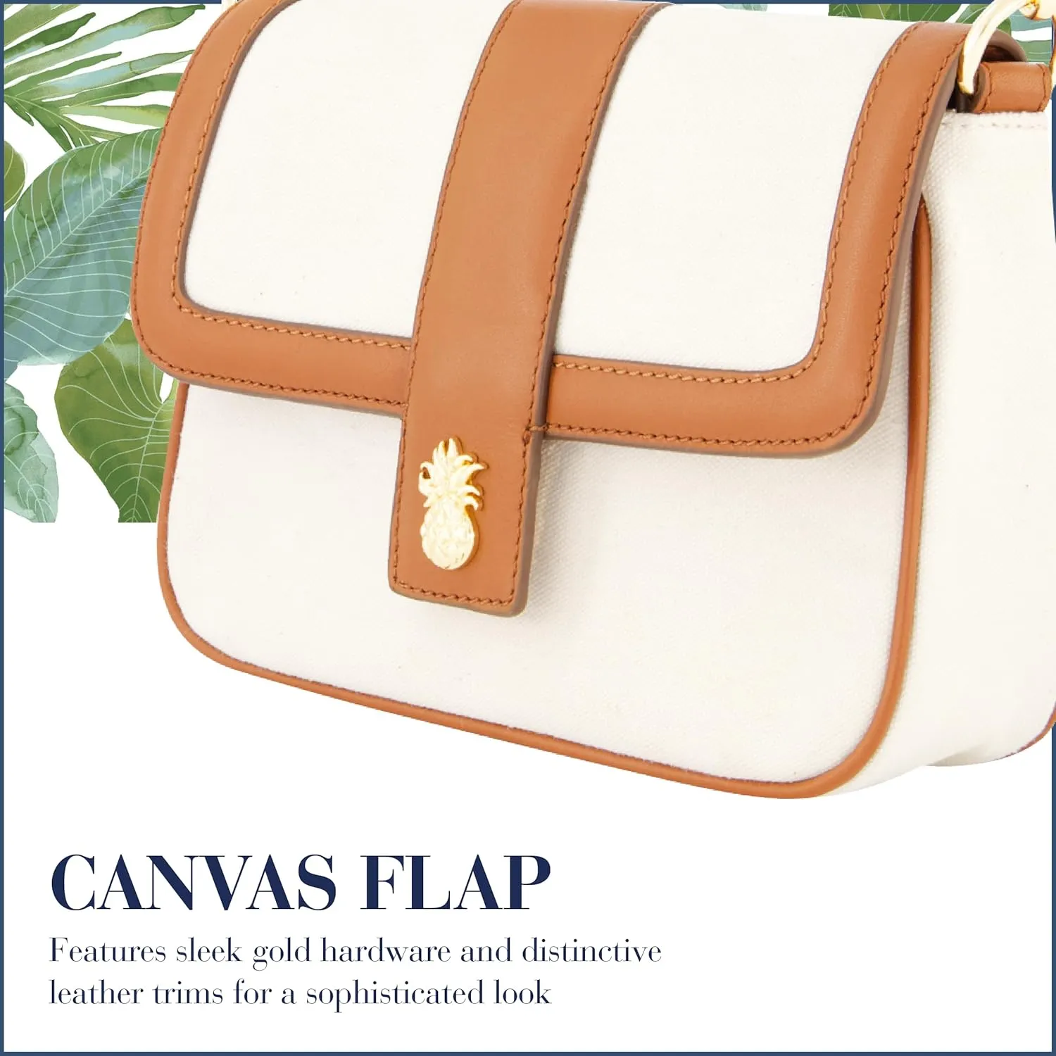 Tommy Bahama Women's Crossbody Bag Purse, Flap Small Shoulder Handbag with Adjustable Strap and Leather Trim