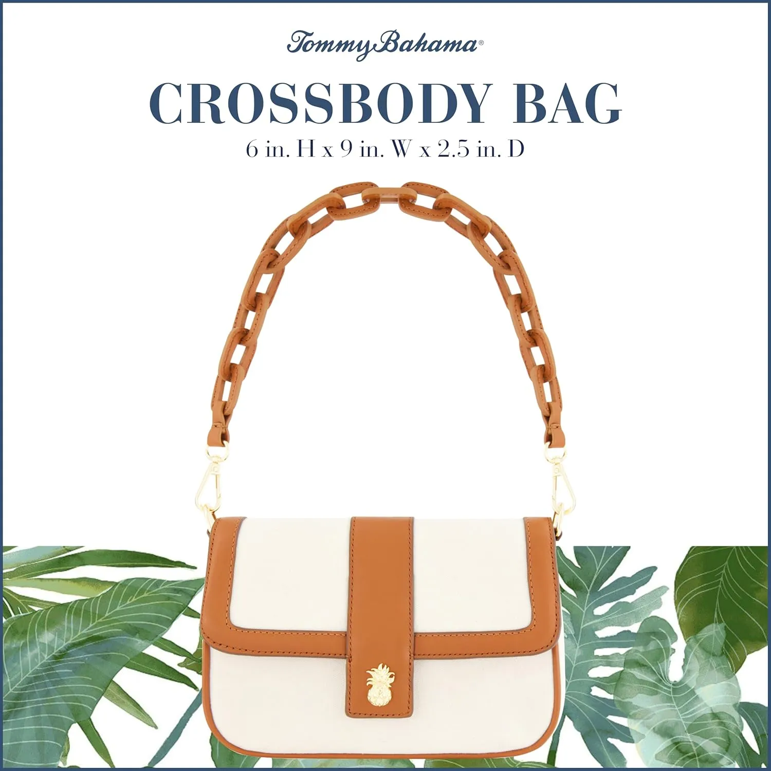 Tommy Bahama Women's Crossbody Bag Purse, Flap Small Shoulder Handbag with Adjustable Strap and Leather Trim