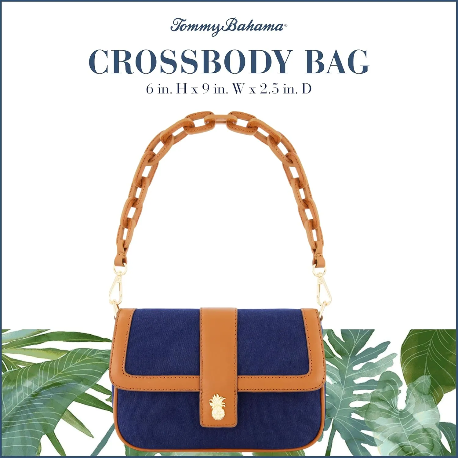 Tommy Bahama Women's Crossbody Bag Purse, Flap Small Shoulder Handbag with Adjustable Strap and Leather Trim