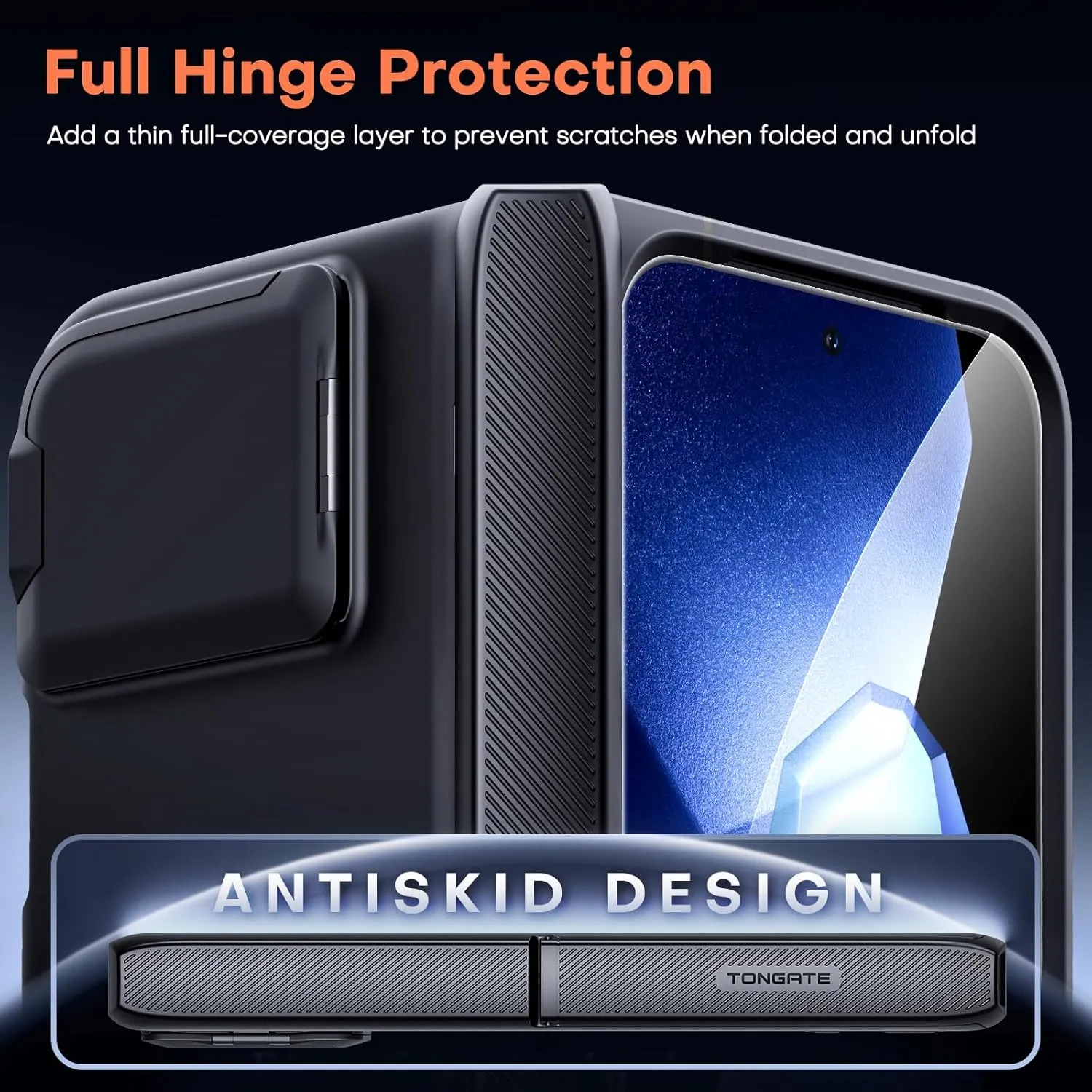 TONGATE Magnetic for Pixel 9 Pro Fold Case Compatible with Magsafe, [with Camera Cover & Hinge Protection & Screen Protector] Shockproof Rugged Stand Case for Google Pixel 9 Pro Fold, Obsidian Black