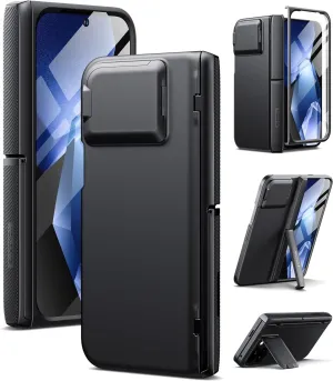TONGATE Magnetic for Pixel 9 Pro Fold Case Compatible with Magsafe, [with Camera Cover & Hinge Protection & Screen Protector] Shockproof Rugged Stand Case for Google Pixel 9 Pro Fold, Obsidian Black