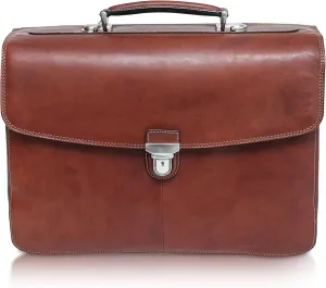 Tony Perotti Bella Russo Men's Italian Leather Messenger Bags - Triple Compartment Briefcases for Men - Tanned Leather