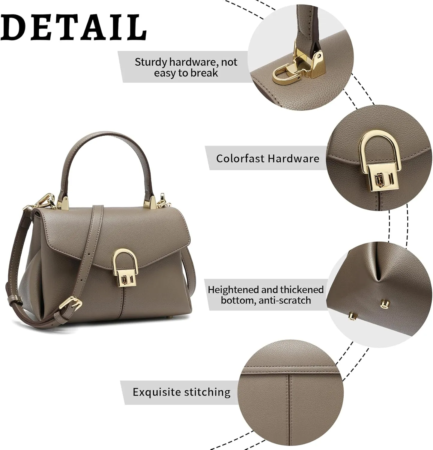 Top Handle Leather Tote Satchel Bag for Women, Ladies Shoulder Purses with Metal Button Lock