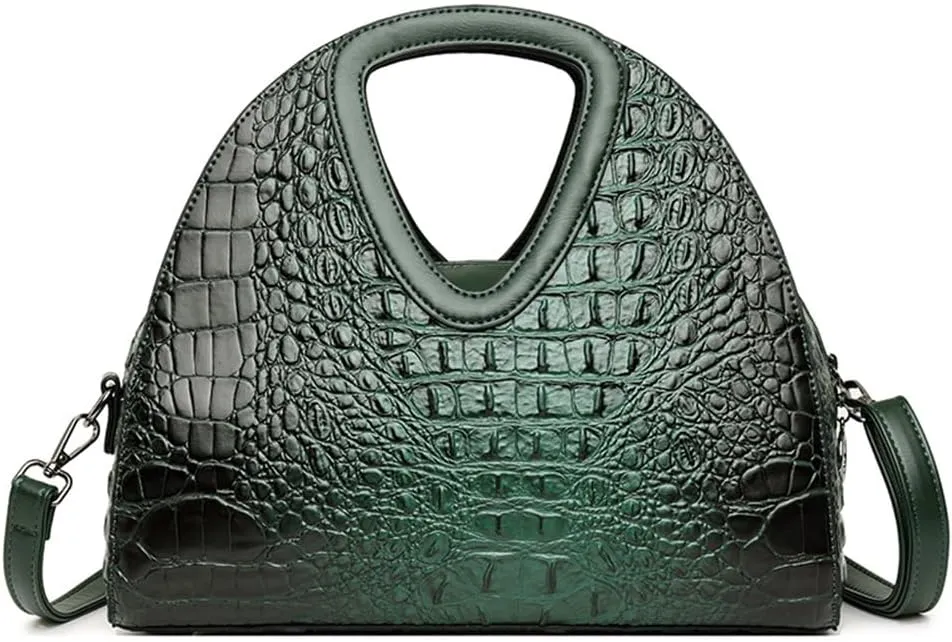 Top-handle Purse for Women Crocodile Print PU Leather Shoulder Handbag Waterproof Crossbody Bag