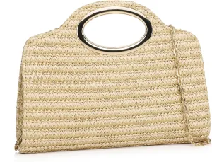 Top Metal Handle Clutch Bags for Women, Evening Handbag Shoulder Crossbody Purse with Chain
