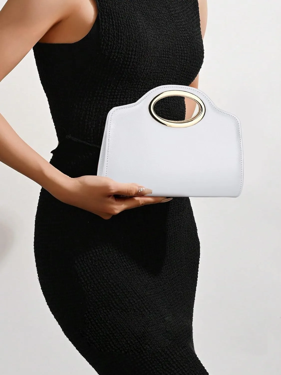 Top Metal Handle Clutch Bags for Women, Evening Handbag Shoulder Crossbody Purse with Chain