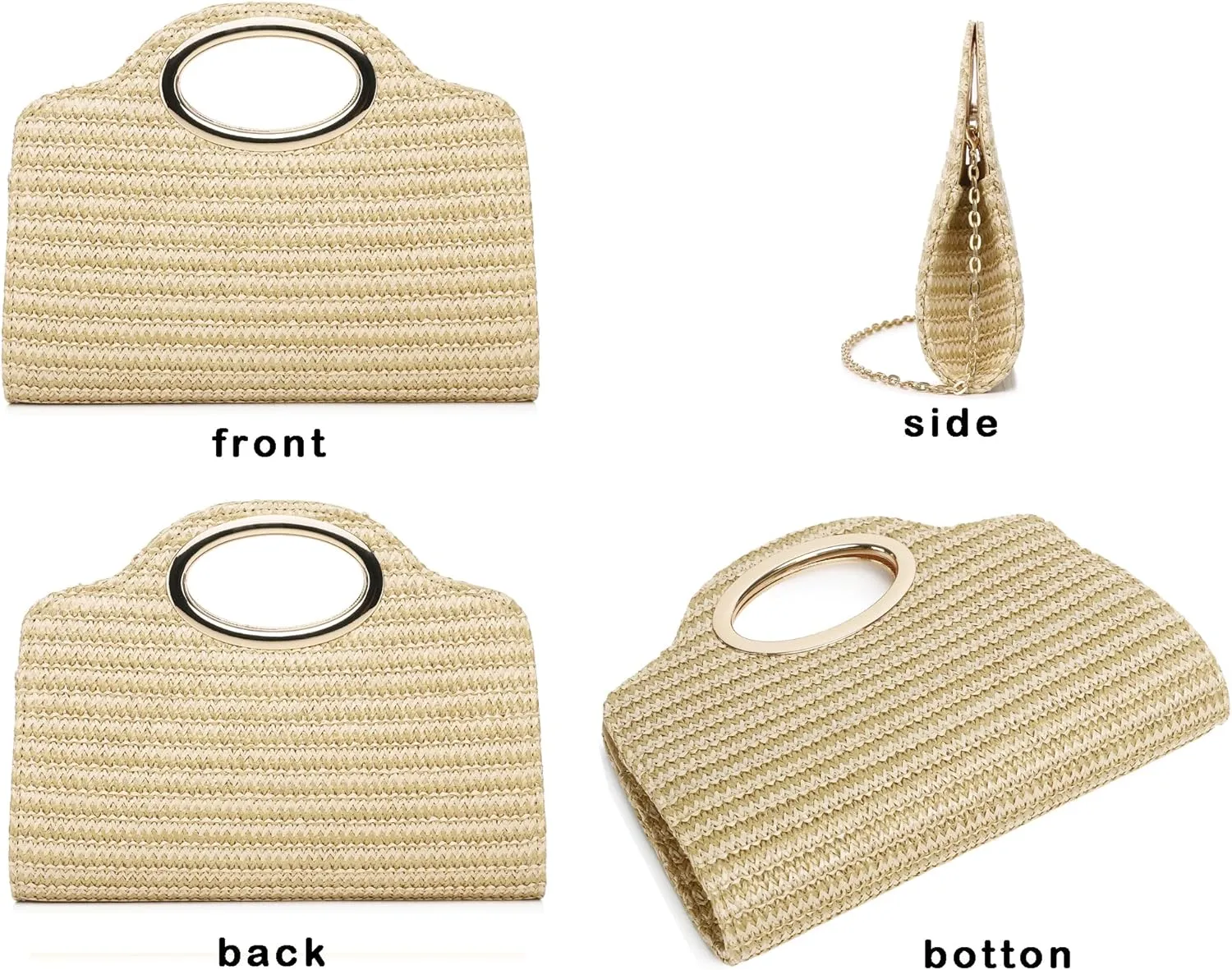 Top Metal Handle Clutch Bags for Women, Evening Handbag Shoulder Crossbody Purse with Chain